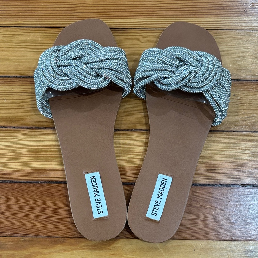 Steve Madden Women's Sandals with Silver Beaded Design